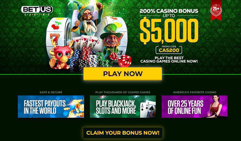 EXCLUSIVE Bonus at BetUs Casino - 200% Casino Bonus up to $5,000

Claim bonus 

Use code: CAS200

