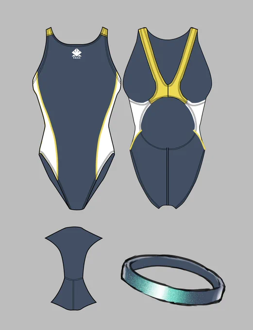 うちの子「深海ナナ(人間モード)」の三面図できました#OC #深海ナナ 