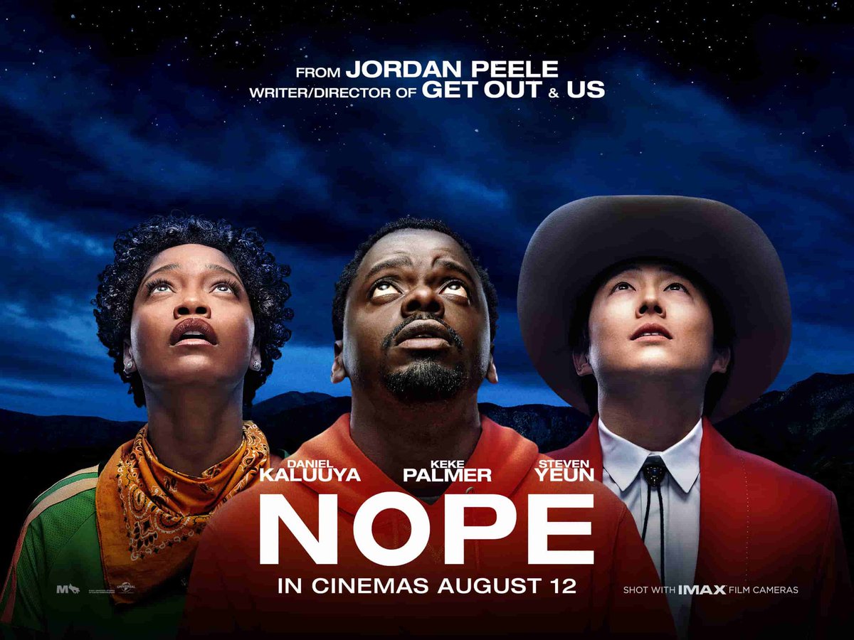 Thanks to #CinemaDay I just saw the glorious @nopemovie for £3 and I think we can agree that Keke Palmer and Daniel Kaluuya are the heroes we need right now. So much to say about it, but especially the sibling relationship and the movie within the movie. #NopeMovie