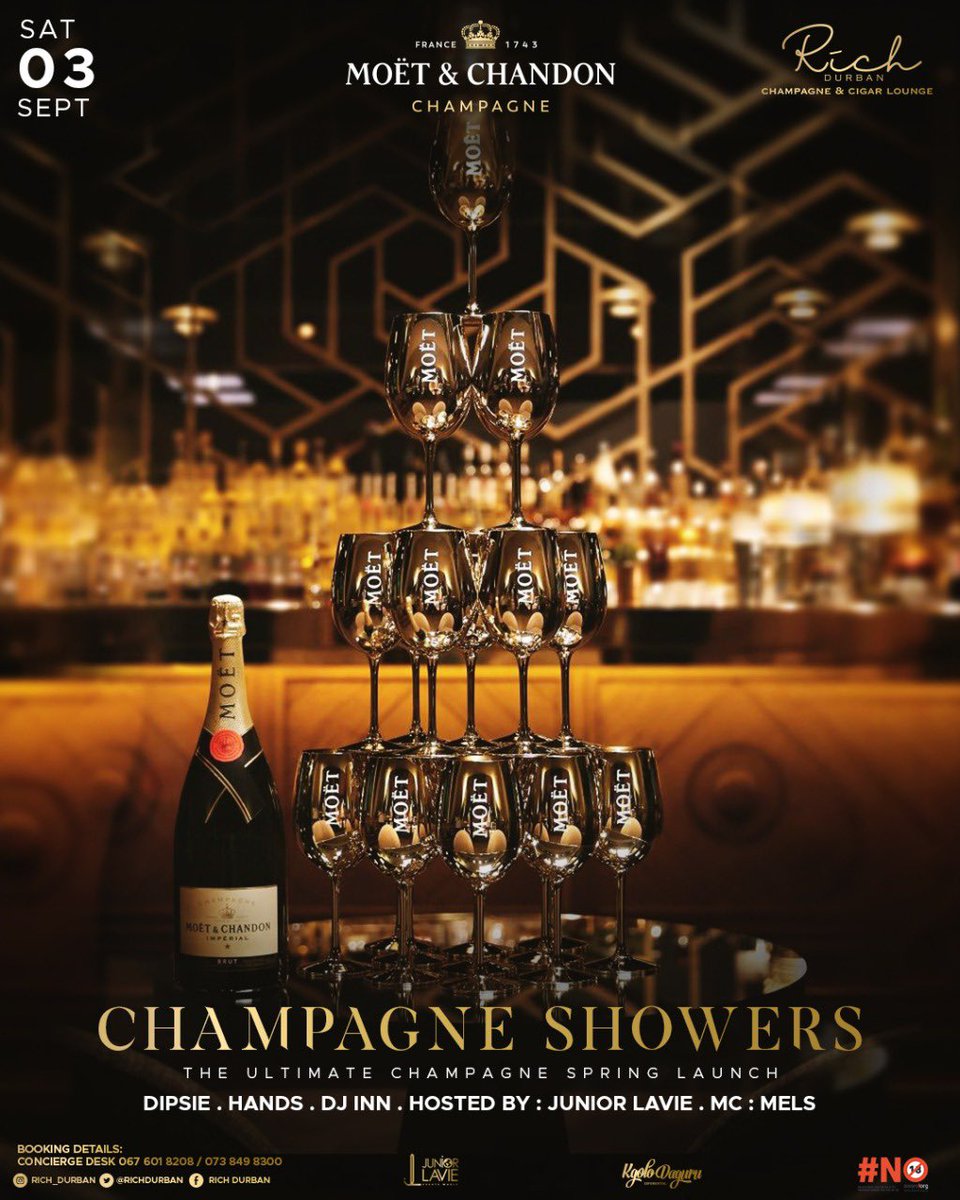 #ChampagneSaturdays Presents Champagne Showers  The Ultimate Champagne Spring Launch 🍾🍾🥂 Supported @dipolelo_dipsie, @hands_dj , @realdjinn &amp; @fakumfutho 

MC: @melellyn_
Hosted By: @junior_lavie
Table Bookings: 0676018208☎️