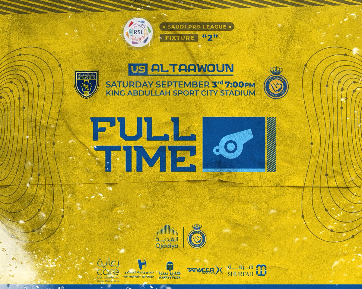 🔚 | نهايـة المواجهة 
النصر 0 - 1 التعاون

#النصر_التعاون