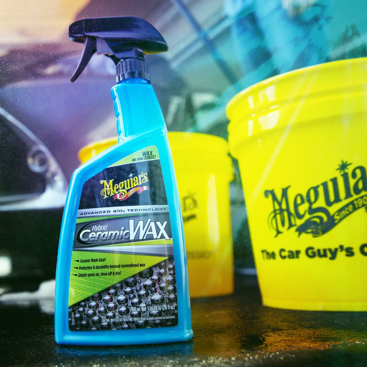 Meguiars's tweet photo. Wax protection doesn't have to take a lot of work or time!
Hybrid Ceramic Spray Wax! 🤗 
#ceramicmadeeasy 
#detailing #autodetailing #cardetailing #detailingdoneright #meguiars https://t.co/vHcVpYDtNC