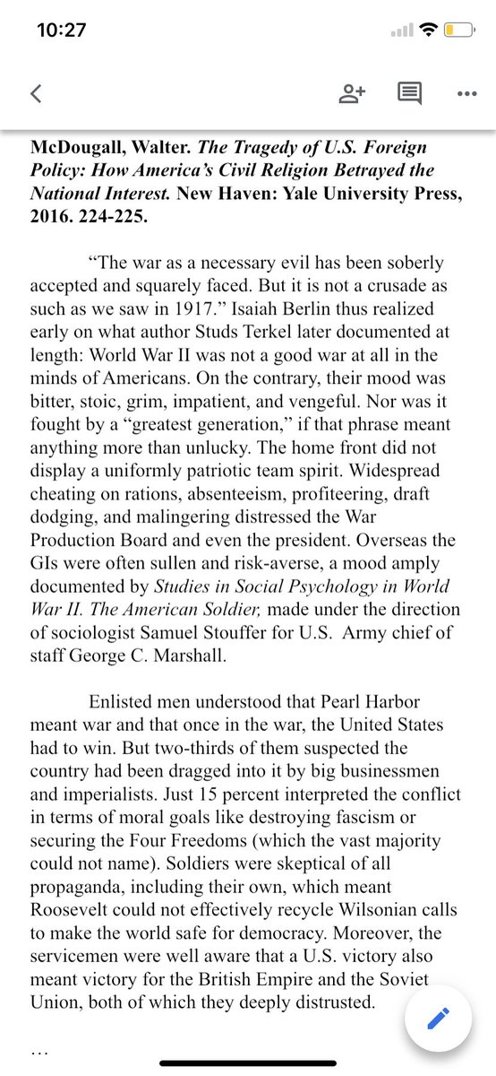 Kurt_Steiner's tweet image. It’s remarkable how much WWII has been filtered through a Hollywood lens for Americans.
Americans were “bitter, stoic, grim, impatient, and vengeful.” And the men were cynical and prone to hustling the system for their own personal gain.