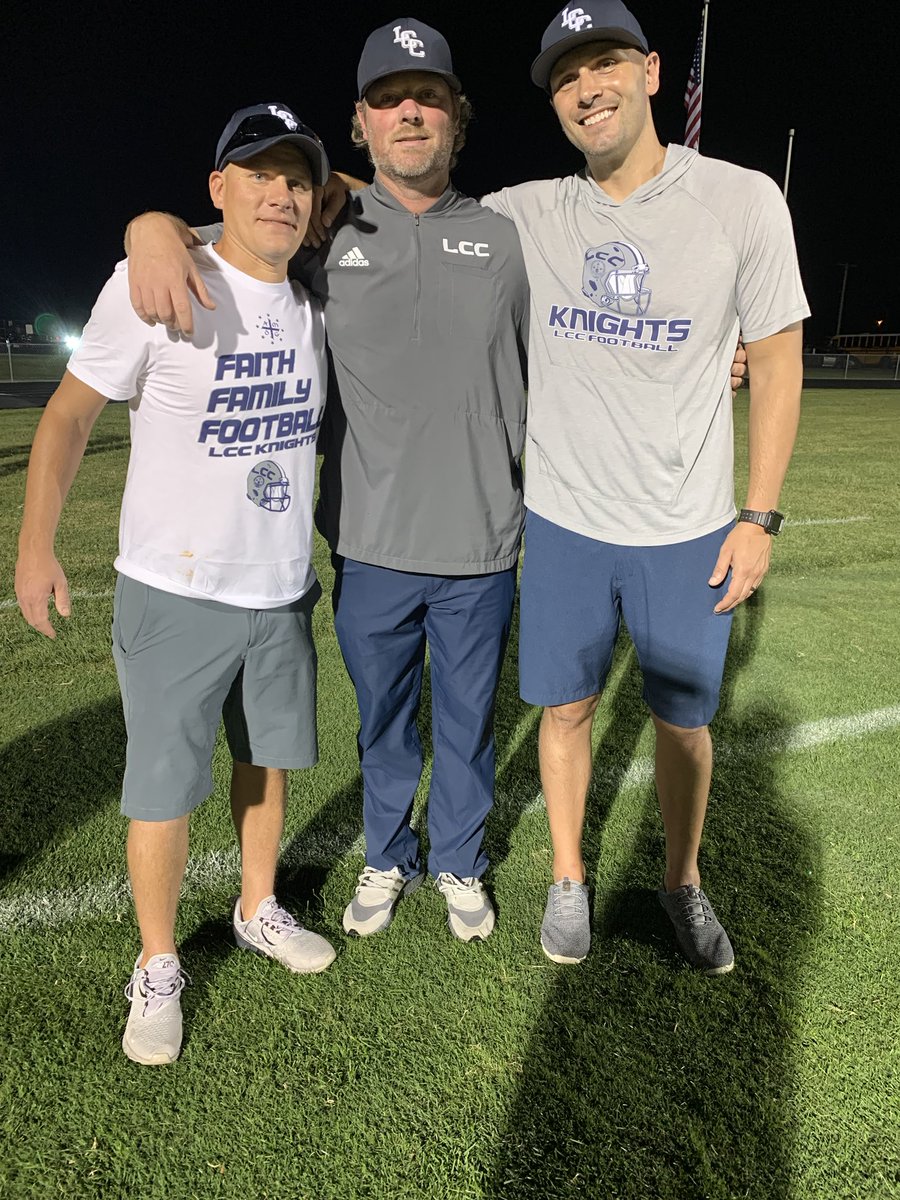 High school football is incredible. Played with these two 20 years ago and they traveled a thousand miles to be back on the field together again last night. Incredibly thankful for high school football!