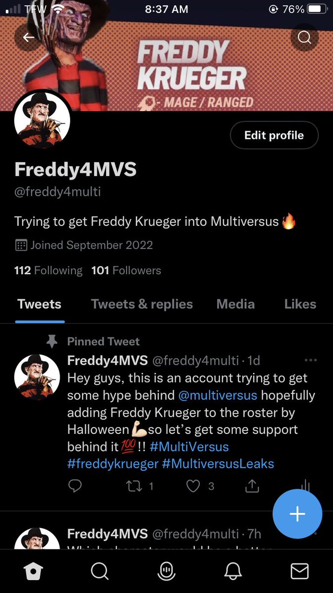 freddy4multi's tweet image. I appreciate the love even though there’s an amazing Freddy account already made @FreddyForMVS 💯
Thank you for the 100 followers let’s keep it grinding we need him in there by Halloween 🔥😈 
#MultiVersus #mvs