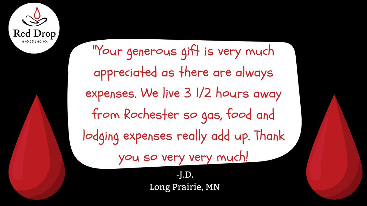 RedDropMN's tweet image. Your generosity helps blood cancer patients and their loved ones during some of the hardest days of their lives. Thank you! #BeAResource #thankyou