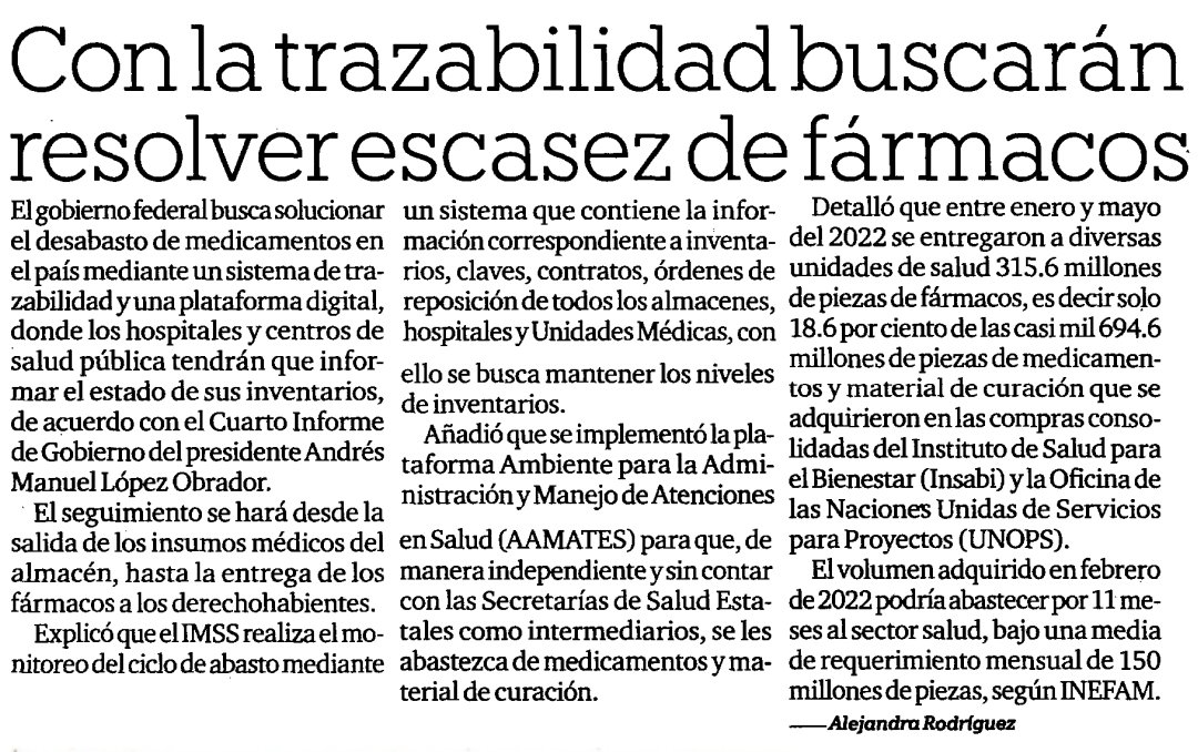 MaribelRCoronel's tweet photo. Dicen que con un sistema de trazabilidad podrán solventar el desabasto de inventario de medicamentos, ojalá que sí
@ElFinanciero_Mx https://t.co/44jfj4kyTL