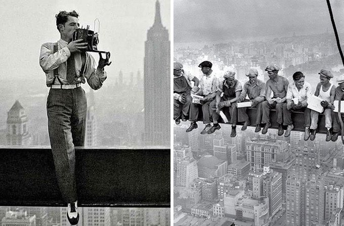 OraundR's tweet photo. Charles C. Ebbets was the photographer of the famous picture of a bunch of construction workers sitting on a girder way up in the sky and having lunch https://t.co/WIPDdcULM1