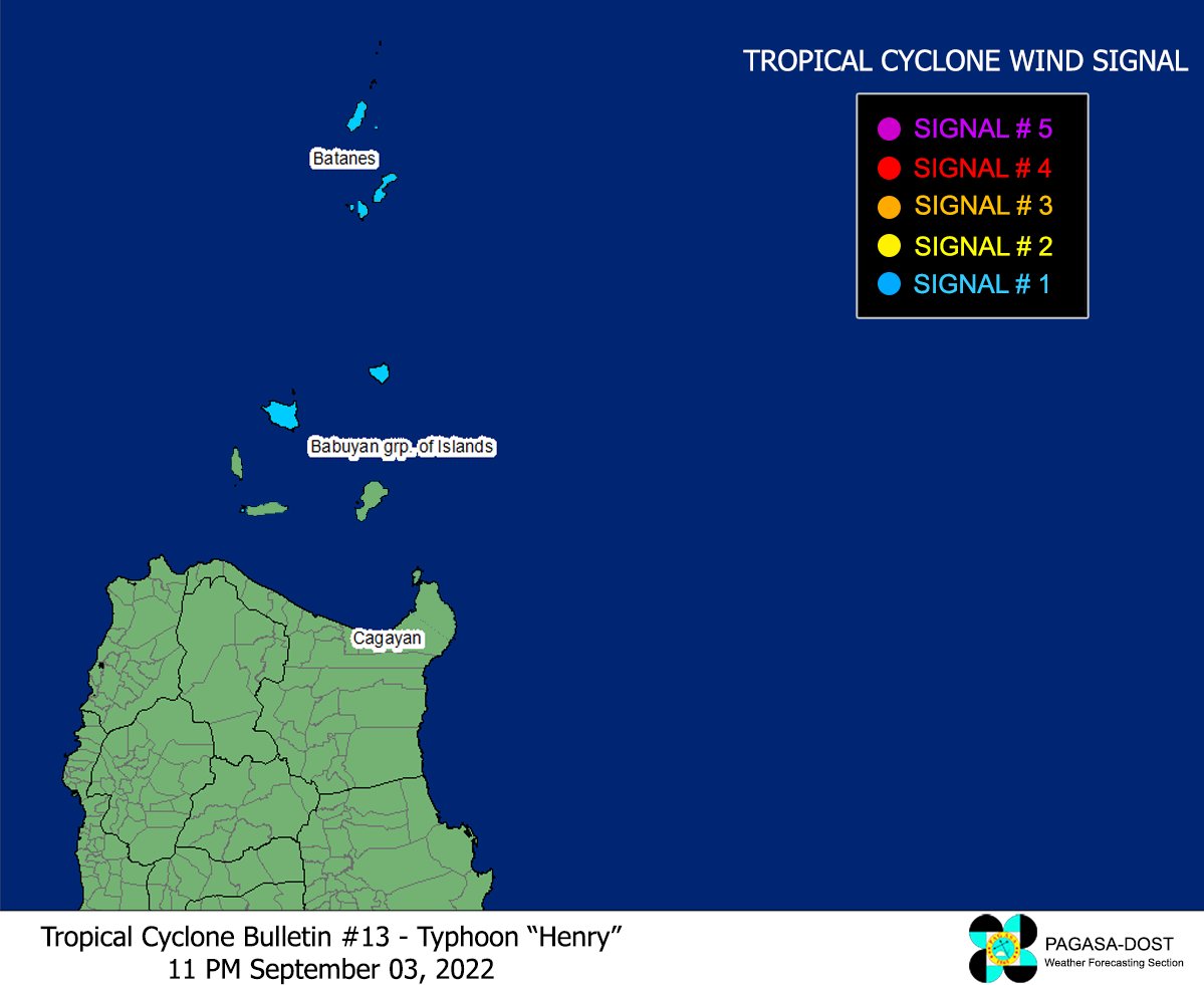 dost_pagasa's tweet photo. TROPICAL CYCLONE BULLETIN NO. 13
Typhoon Henry (HINNAMNOR)
Issued at 11PM, 03 Sept. 2022
Valid for broadcast until the next bulletin at 5AM tomorrow

“HENRY” ACCELERATES NORTHWARD AND IS NOW IN THE VICINITY OF MIYAKO ISLANDS IN THE SOUTHERN RYUKYUS

Link: https://t.co/XZGYRmTEqL https://t.co/Hgo0dasl2F