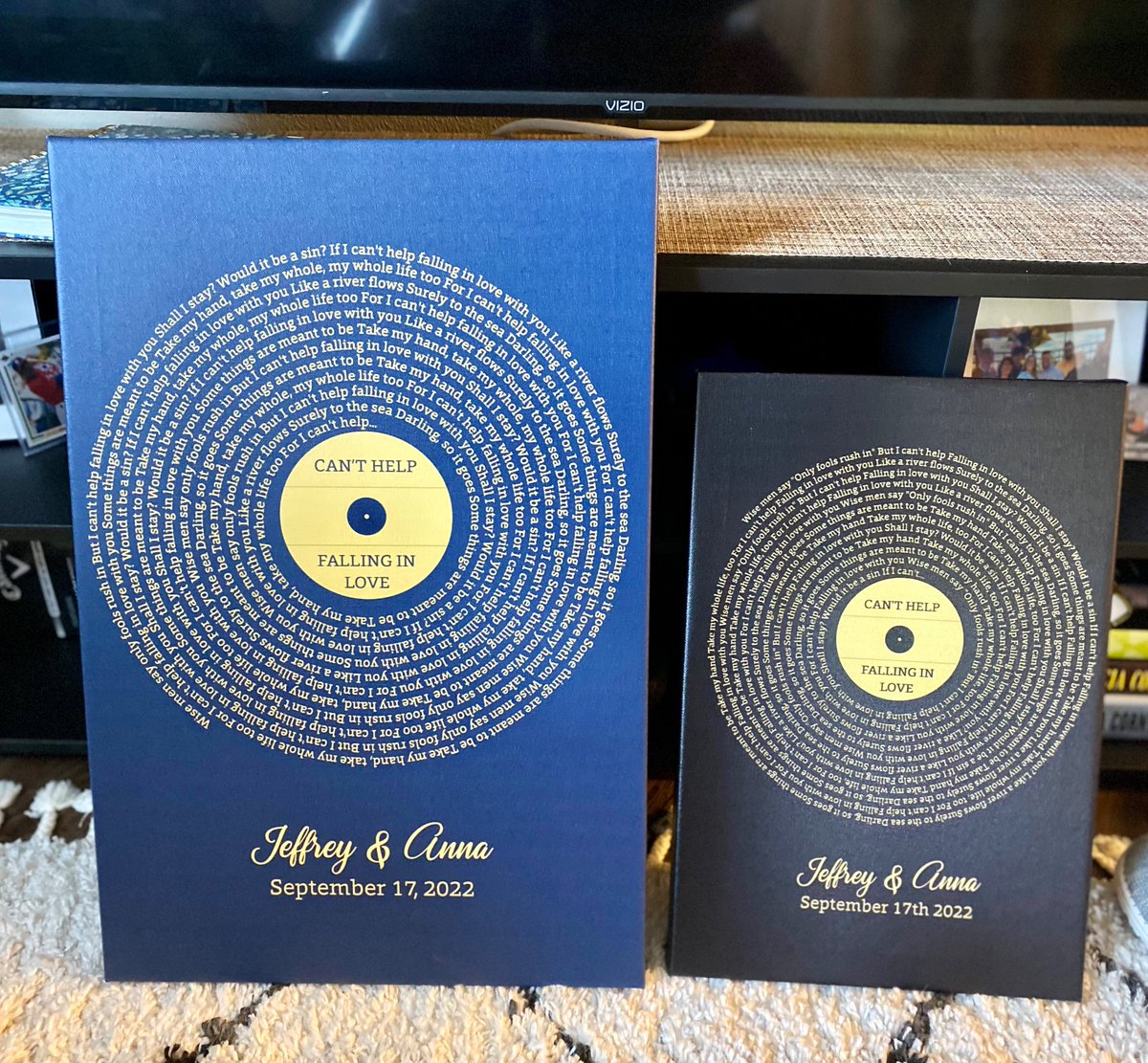 JeffRoberts__'s tweet image. My fiancée and I exchanged wedding gifts this morning, and I guess great minds think alike?…

We both went with a first dance-themed gift and ended up getting each other the same thing. 😭🥲