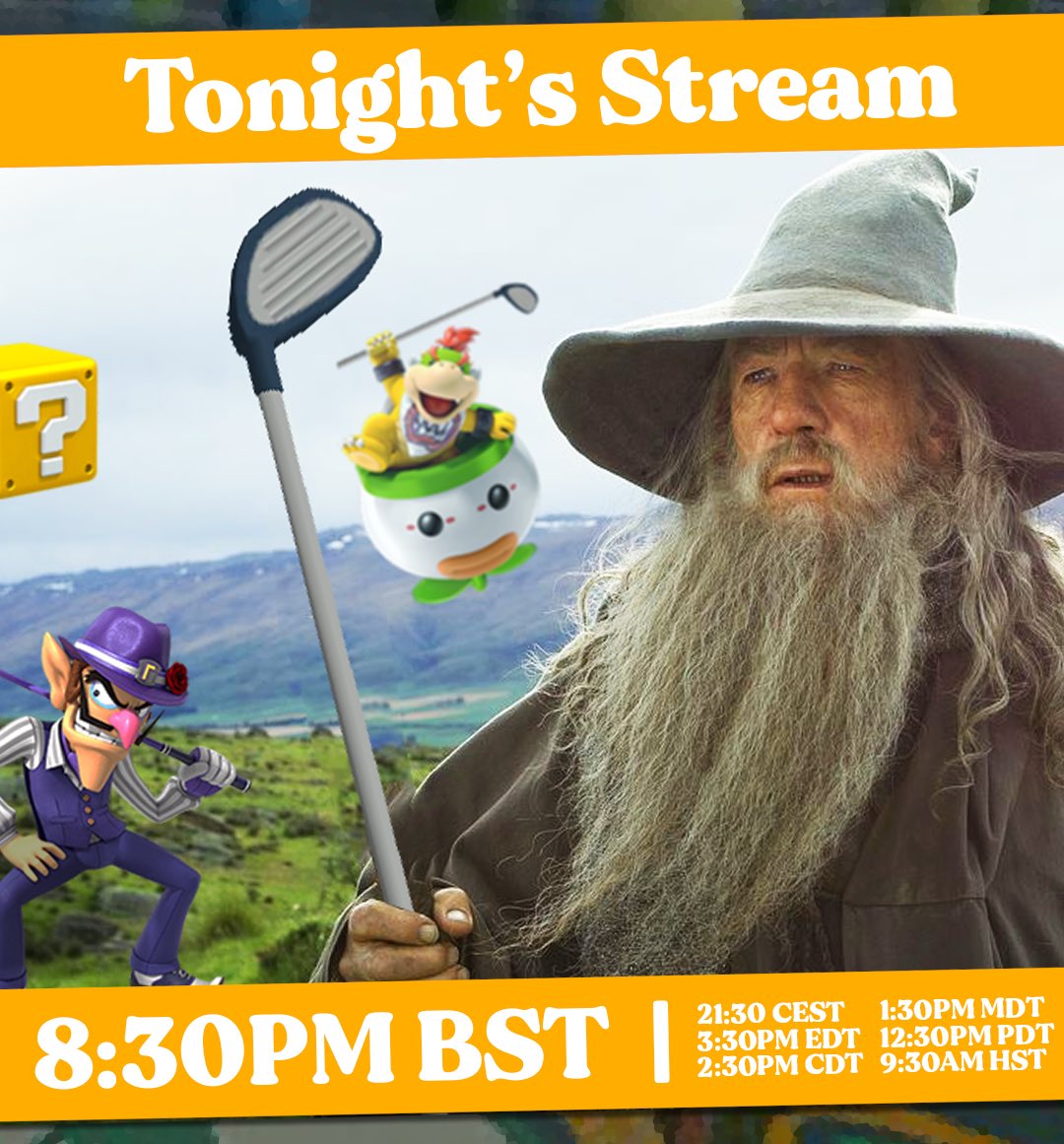HiScoreClub's tweet image. It’s the Return of the King(‘s game) tonight on stream as @Steenton, @torpordust and @anthambling hit the #MarioGolf links and chat #RingsOfPower!

Come join the fellowship from 8:30PM BST: twitch.tv/hiscoreclub