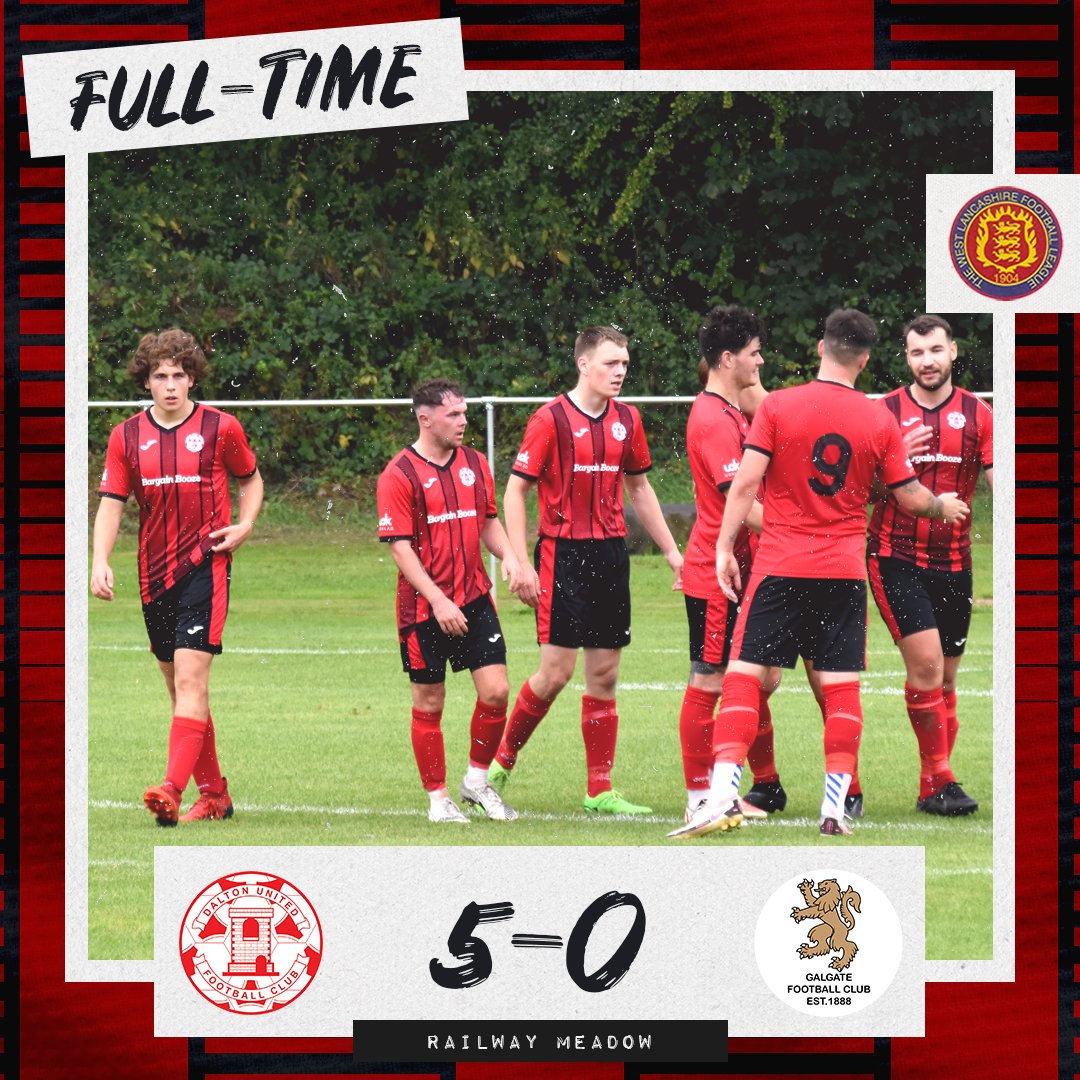 𝗙𝗜𝗡𝗔𝗟 𝗦𝗖𝗢𝗥𝗘 - 3 points at home for the first team
#DaltonUnited 5-0 <a href="/Galgatefc/">Galgate FC</a> 
⚽️ Goalscorers   
Chubb 
While
Baker
Bolland
Chubb