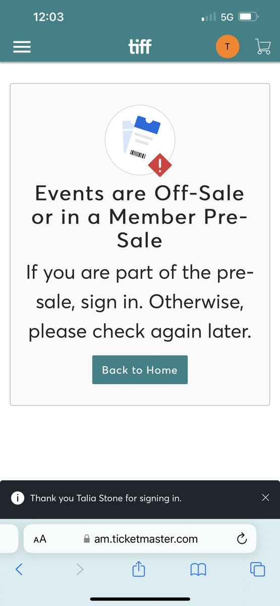taliastne's tweet photo. @tiff_help I should be apart of the presale but every time I click the link I get this??? https://t.co/oHzdDj2aiG