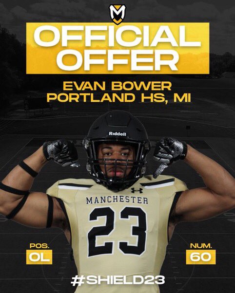 EvanBower60's tweet photo. I am very blessed to announce I have received my second offer to play college football for @footballcoachj at Manchester University! Thank you @footballcoachj @coacharouse https://t.co/3TdYtJemT8