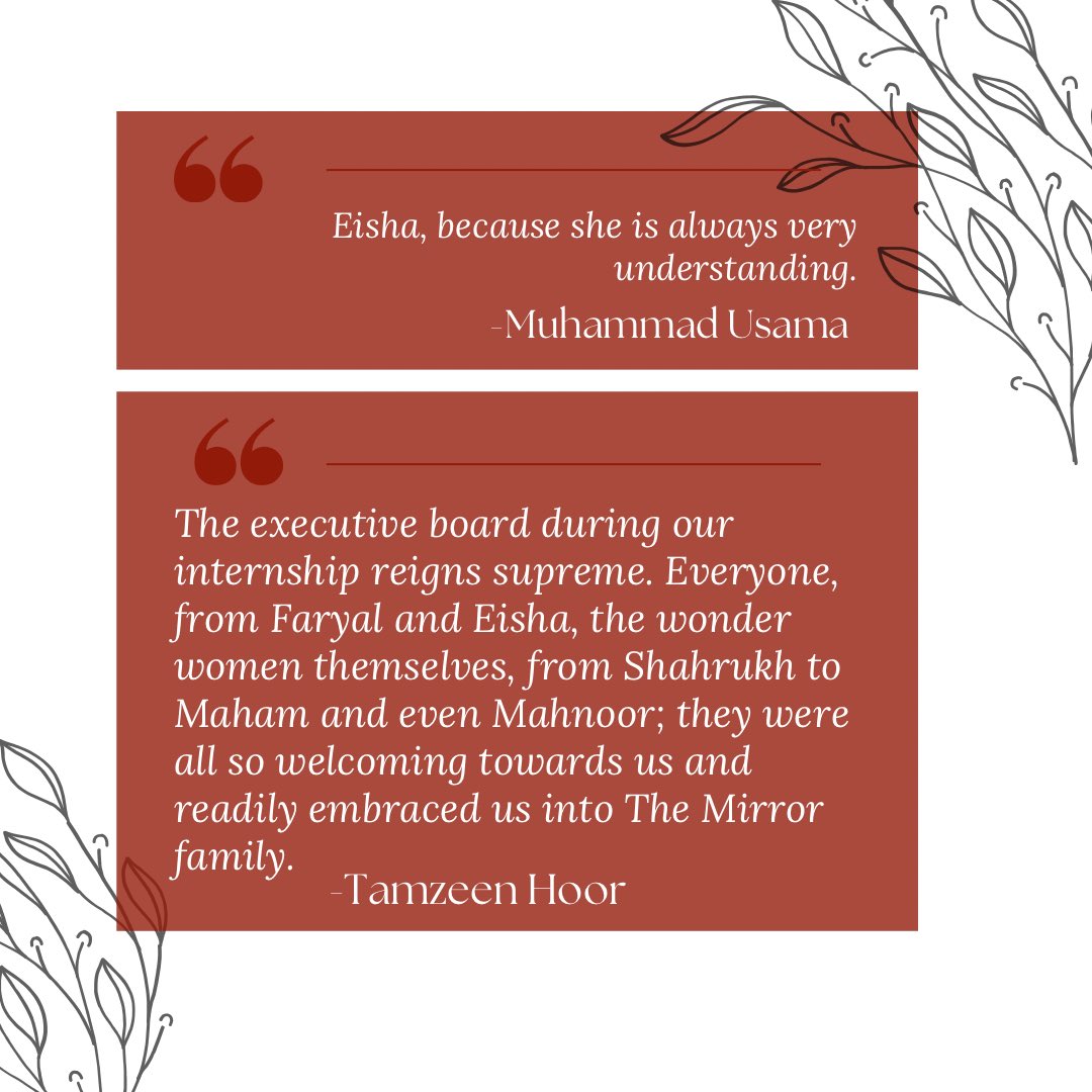 TheMirrorPk's tweet photo. As a trip towards The Mirror’s end, let’s hear it from our alumni and members in terms of what they love most about The Mirror.

We loved reading your responses, everyone ✨ https://t.co/UnRx7KgieM