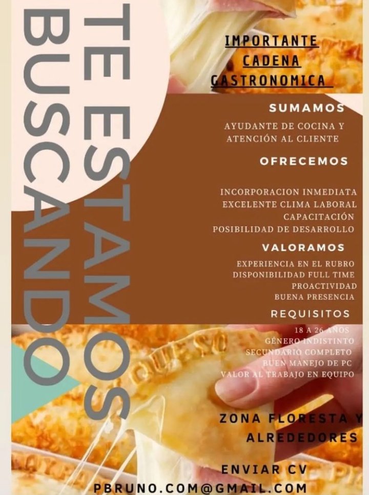 BÚSQUEDA LABORAL zona Floresta y alrededores. Se agradece RT