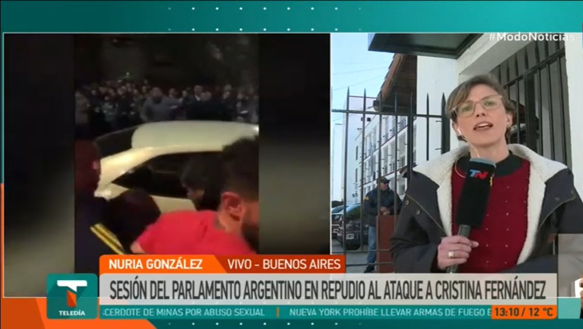 El hombre que gatilló un arma contra la vicepresidenta argentina, <a href="/CFKArgentina/">Cristina Kirchner</a>, se negó a declarar y sigue detenido. En #Teledía, en diálogo en vivo con <a href="/LeoPedrouza/">Leonardo Pedrouza</a>, la periodista de <a href="/todonoticias/">TN - Todo Noticias</a> <a href="/nuriagrouco/">Nuria Gonzalez Rouco</a>, actualizó en vivo el avance de la investigación.
<a href="/gonzabanez/">Gonzalo Bañez</a>