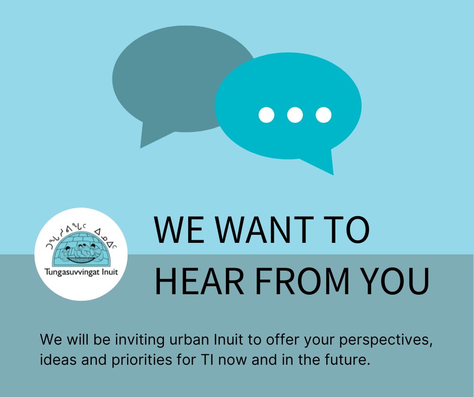 TIOntario's tweet photo. We want to hear from you! What programs and services do you want to see at TI?

⭐Comment below or fill in this short form: https://t.co/ITTFoCqRYs

#TungasuvvingatInuit #TIOntario #TI #StrategicPlanning #UrbanInuit #Inuit #InuitCommunity #ProgramsAndServices https://t.co/54xS71nALN