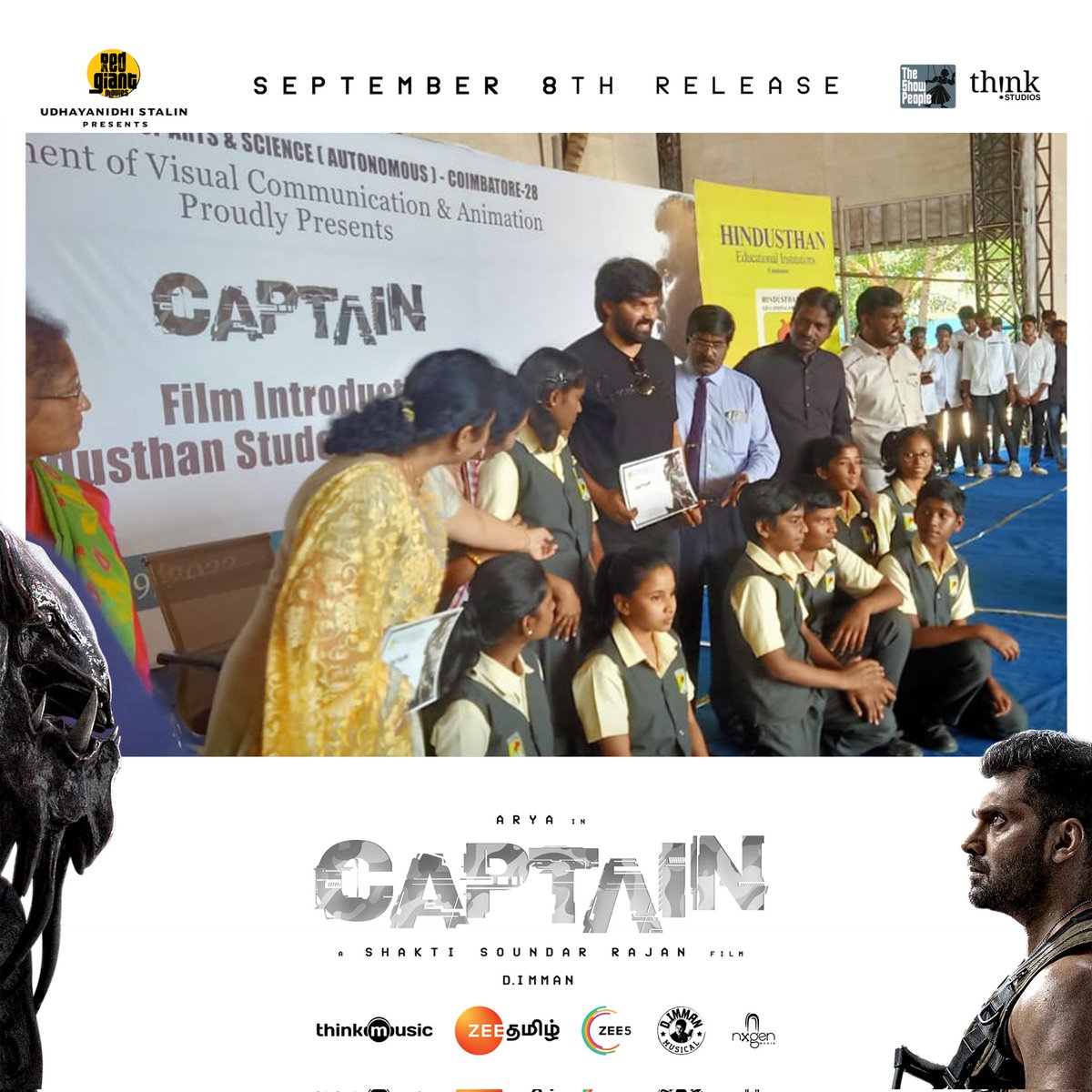ThinkStudiosInd's tweet photo. Shout outs to the enthusiasm at Hindustan College, Coimbatore for the #CaptainParade. Let's hear more of the cheerπ₯
@arya_offl @ShaktiRajan @SimranbaggaOffc #AishwaryaLekshmi @adithyalive @immancomposer @madhankarky @tkishore555 @thinkmusicindia #TheShowPeople @RedGiantMovies_ https://t.co/cvnIcLzv9W