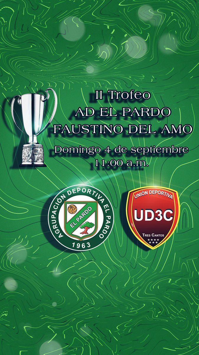 ElPardo_Madrid's tweet photo. Mañana, a las 11h., se celebra el Trofeo Faustino del Amo en el campo de #futbol de #Mingorrubio. La @AD_El_Pardo se enfrentará a la @UD3cantos ¿Vais a animar? https://t.co/I6khcPCqe2 https://t.co/Df1QUQaIfP
