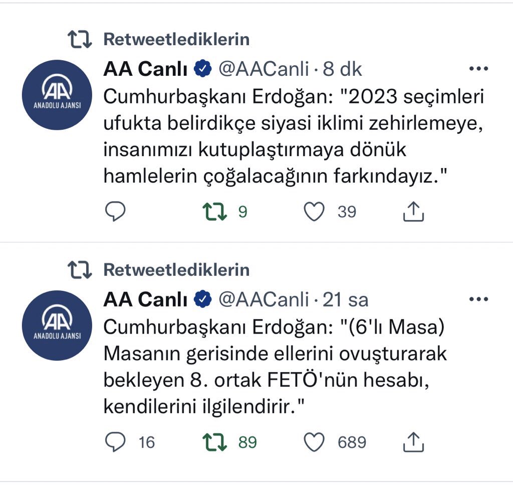 İki konuşma arasında 21 saat fark var.