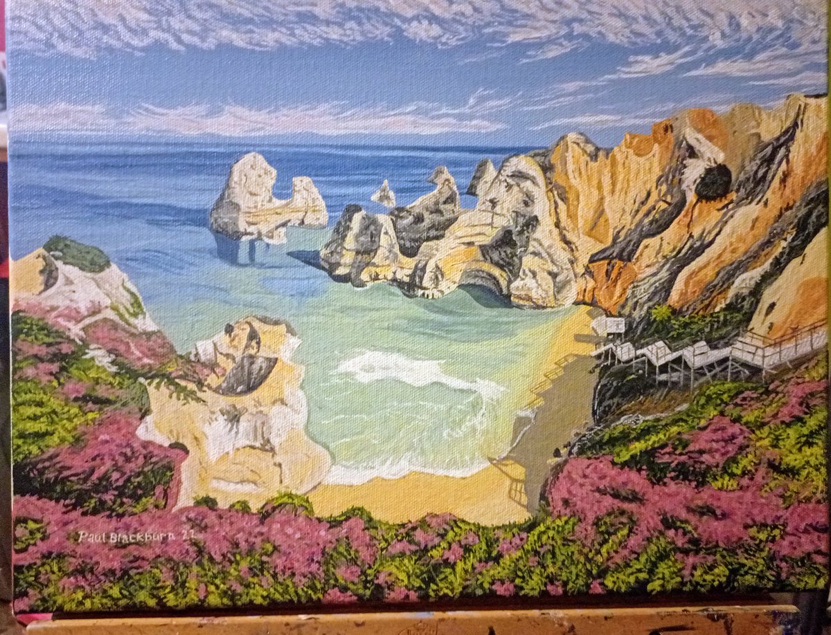 Bunglepaul's tweet photo. My painting of #praiadocamilo beach. A gift for @FayeMcBlack best friends wedding present #algarve https://t.co/98aHqi8OqD
