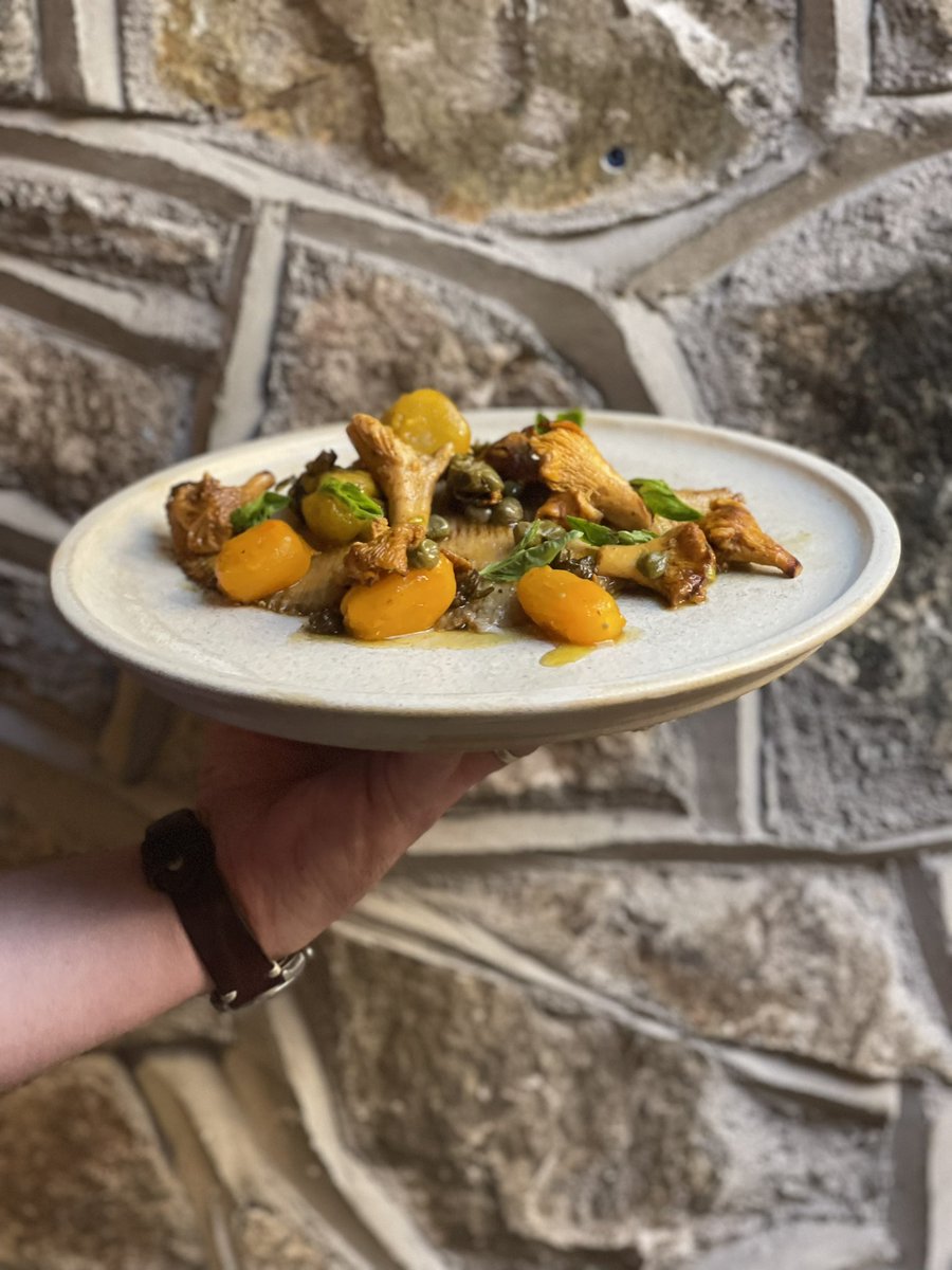 Local Skate on a plate with Liams tomatoes and Helen’s chanterelles