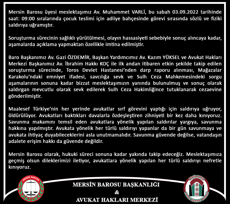 BAROMUZ ÜYESİ AV. MUHAMMET VARLİ’YA YAPILAN MENFUR SALDIRIYI KINIYORUZ.