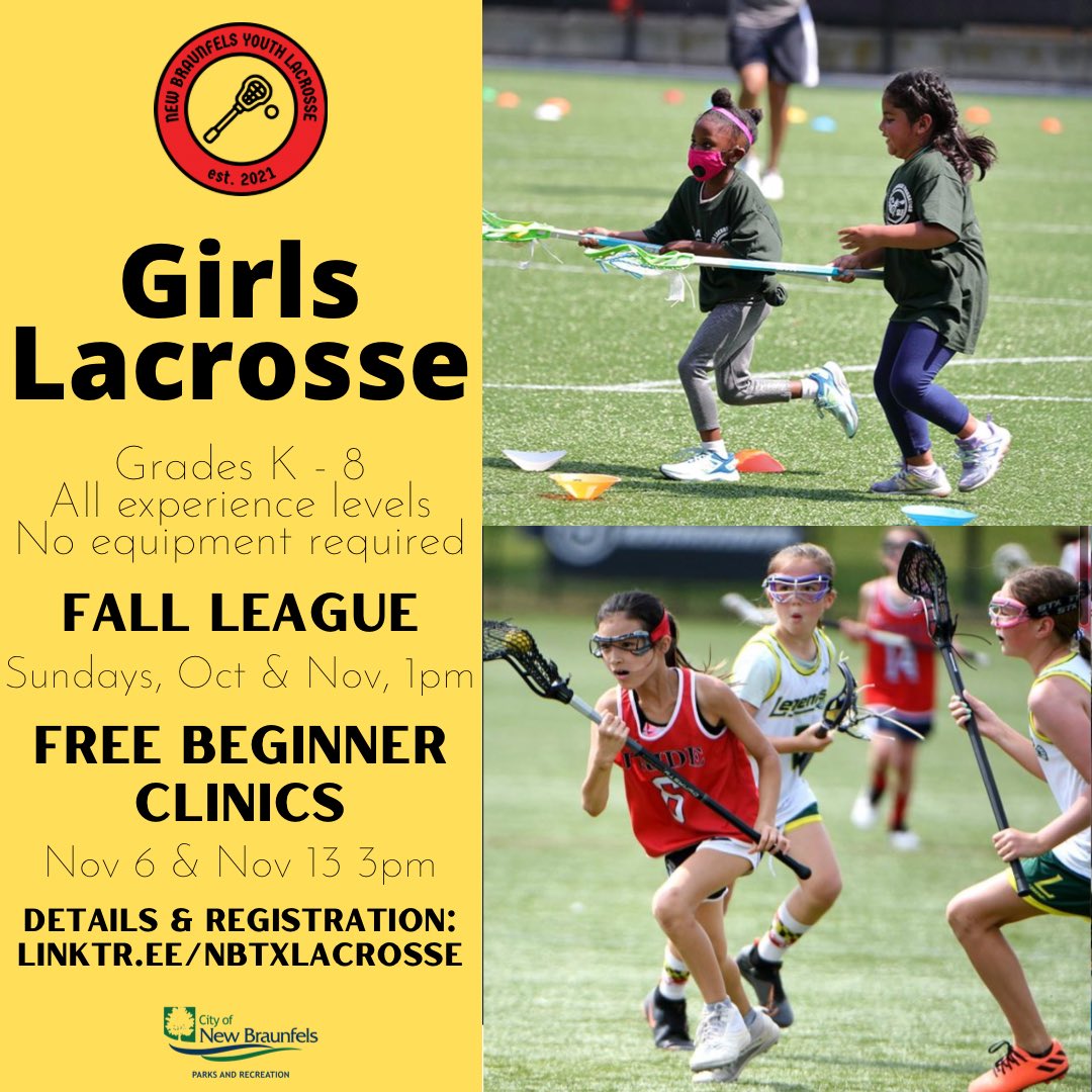 newbraunfelslax's tweet photo. Sign Up Today for our Girls Fall Lacrosse League!
Oct-Nov
Questions? DM or email us anytime
#nbyl #nbtx #newbraunfels #lacrosse #lax #wlax #growthegame @NBParksnRec https://t.co/Cf255g6ESf