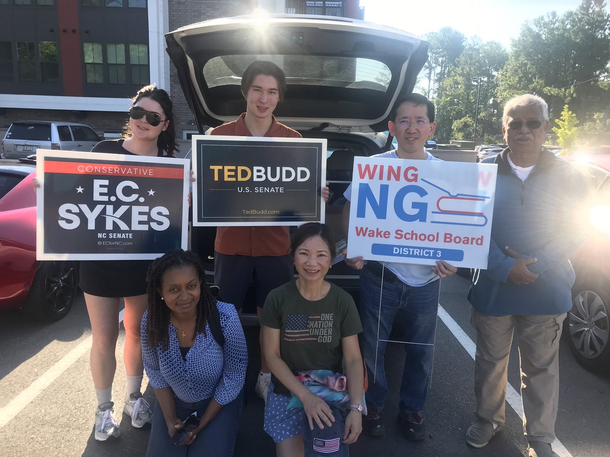 RealJMorrissey's tweet photo. Fantastic Labor Day of Action across Wake County today!! Thanks to our Team #NCBoots and @WakeCoYR for getting out the vote for:

US Senate: @TedBuddNC ✅
NC-13: @BoHines ✅
State Senate: @ECforNC ✅
SH 34: @Ashleyhd34 ✅
School Board: @WingForWake, Monica Ruiz ✅

#LeadRight 🇺🇸 https://t.co/vOOrBjF1jU