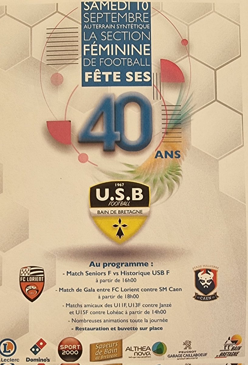 GaelLeBohec's tweet photo. Venez nombreux samedi 10 à #Bain de @regionbretagne pour ce jour historique: 40 ans d'une des plus ancienne section feminine de foot ⚽️⚽️ Bravo à tous les engagés, les bénévoles: @usbainfoot @BainFootFeminin https://t.co/moku7lcz13