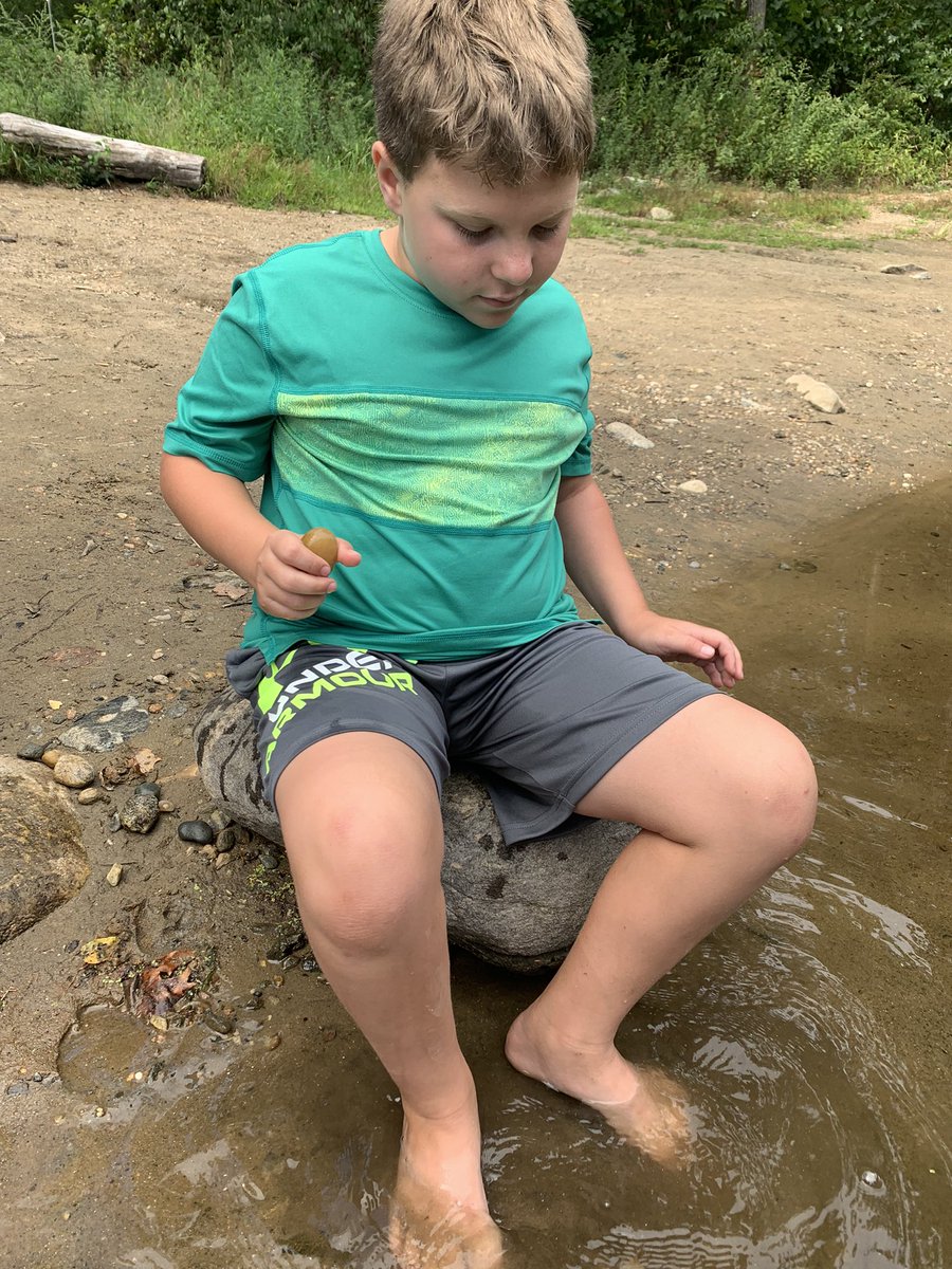 NYC marathon training with my son. He rides his bike while I keep running. His fav. part- putting his feet in the river after!