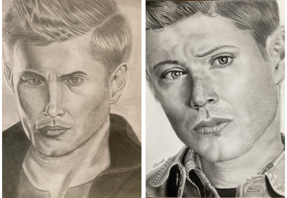 When I look at other artists work and think il never be as good as them. I should look at this and see how much iv improved my first dean drawing in April last year and I was so proud of that. Never give up, keep going and don’t listen to anyone who tells you your not good enough
