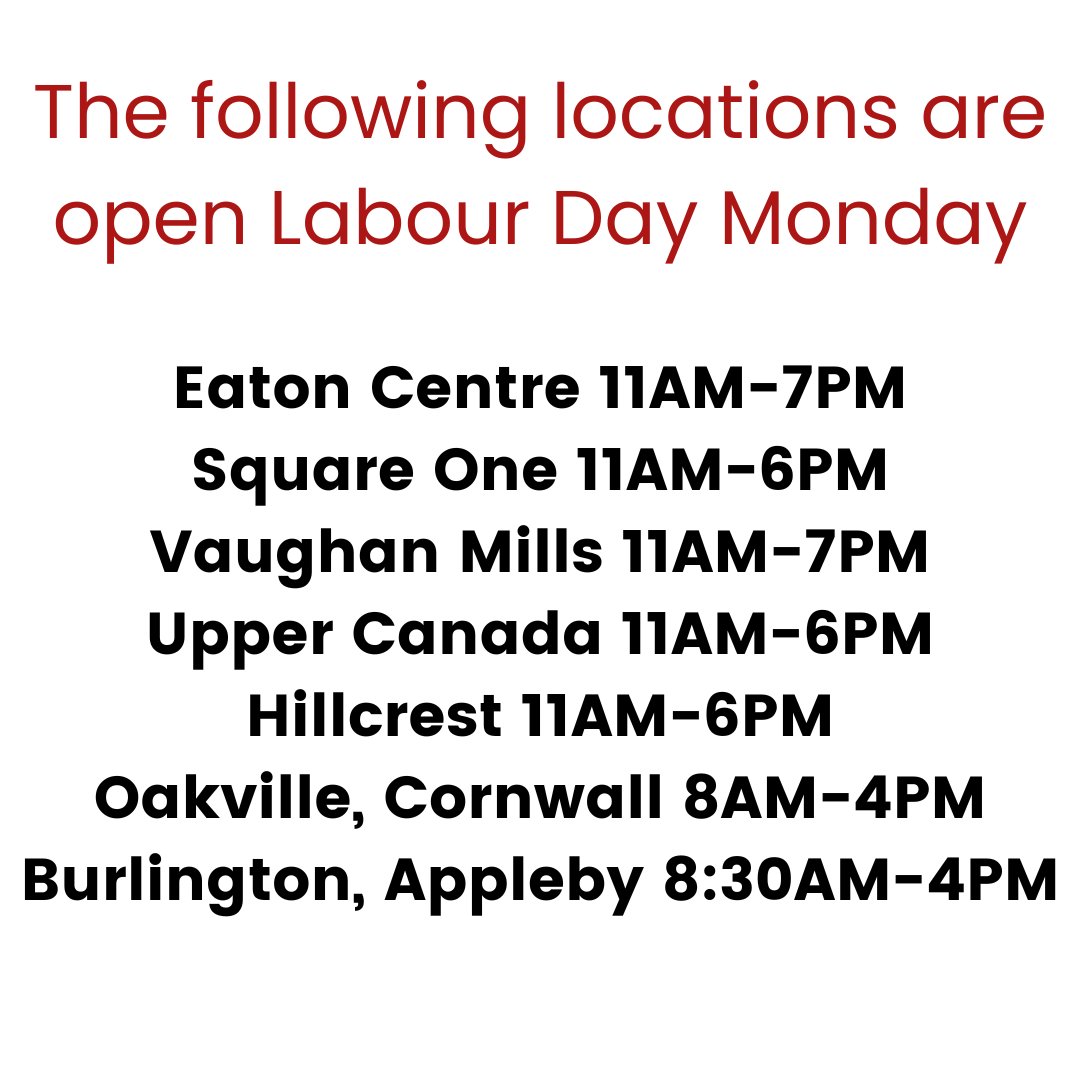 We are open Holiday Monday at several locations!