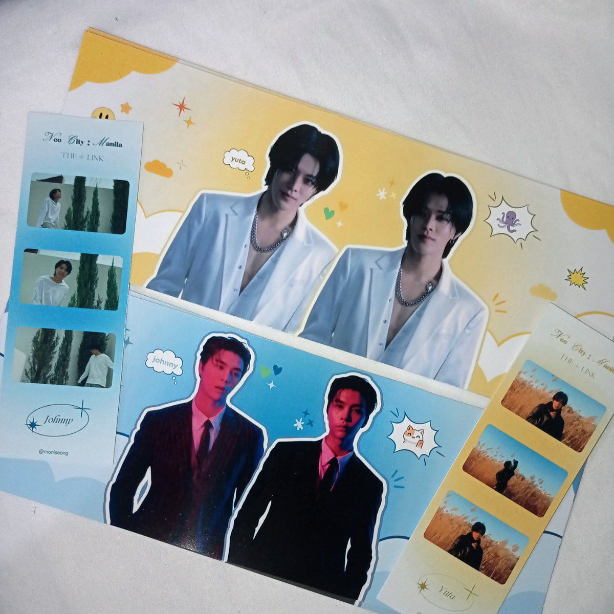 moniseong's tweet photo. 🫧  #JOHNNY #YUTA #NCT127 fan support .ᐟ ☁️

all set for later ! feel free to approach me claim freebies such as hand banners, photo strips, photocards and stickers. i will be tweeting my loc from time to time (⌒_⌒)

#NCT127inManila
#THELINKTourManila
#NEOCITY_THE_LINK_MANILA https://t.co/Jijz98Do8X