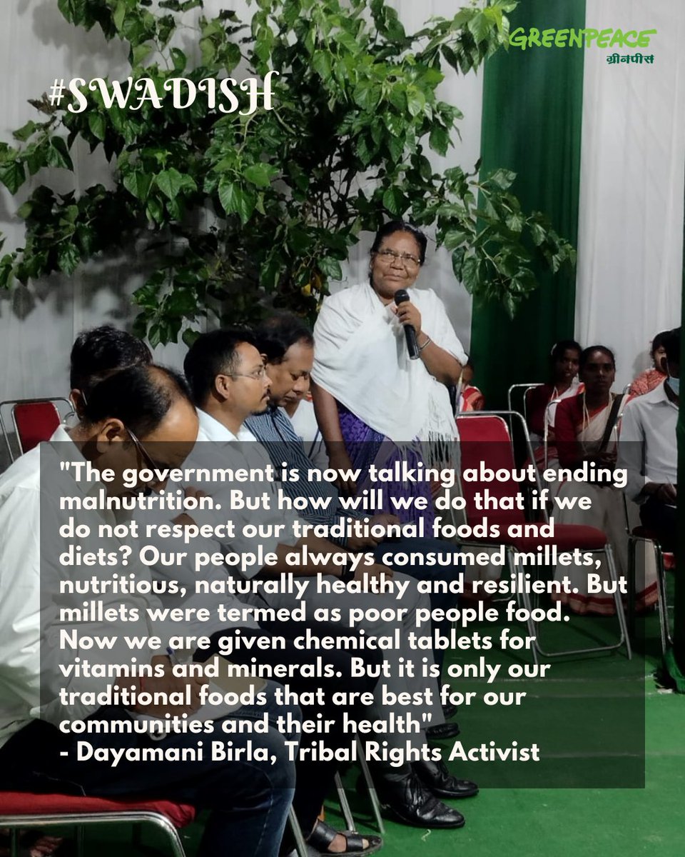 greenpeaceindia's tweet photo. What have Dayamani Barla, Tribal Rights Activist and
@SorengArchana (Archana Soreng, Member, UN SG's Youth Advisory Group on Climate Change) have to say at #Swadish, let us listen together!
We are at Ajam Emba, #Ranchi, #Jharkhand for Swadish https://t.co/7GUcA9Plxq