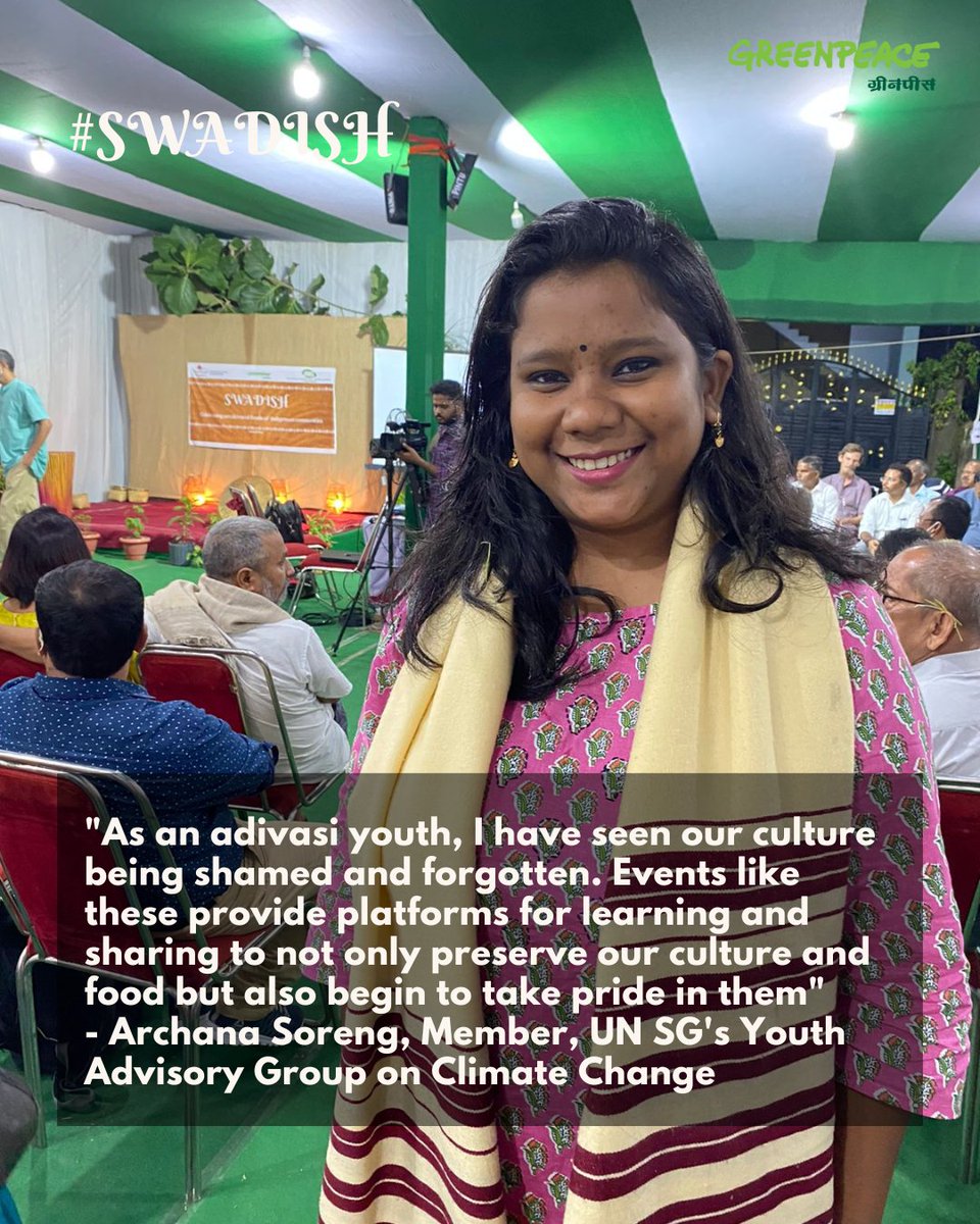 greenpeaceindia's tweet photo. What have Dayamani Barla, Tribal Rights Activist and
@SorengArchana (Archana Soreng, Member, UN SG's Youth Advisory Group on Climate Change) have to say at #Swadish, let us listen together!
We are at Ajam Emba, #Ranchi, #Jharkhand for Swadish https://t.co/7GUcA9Plxq