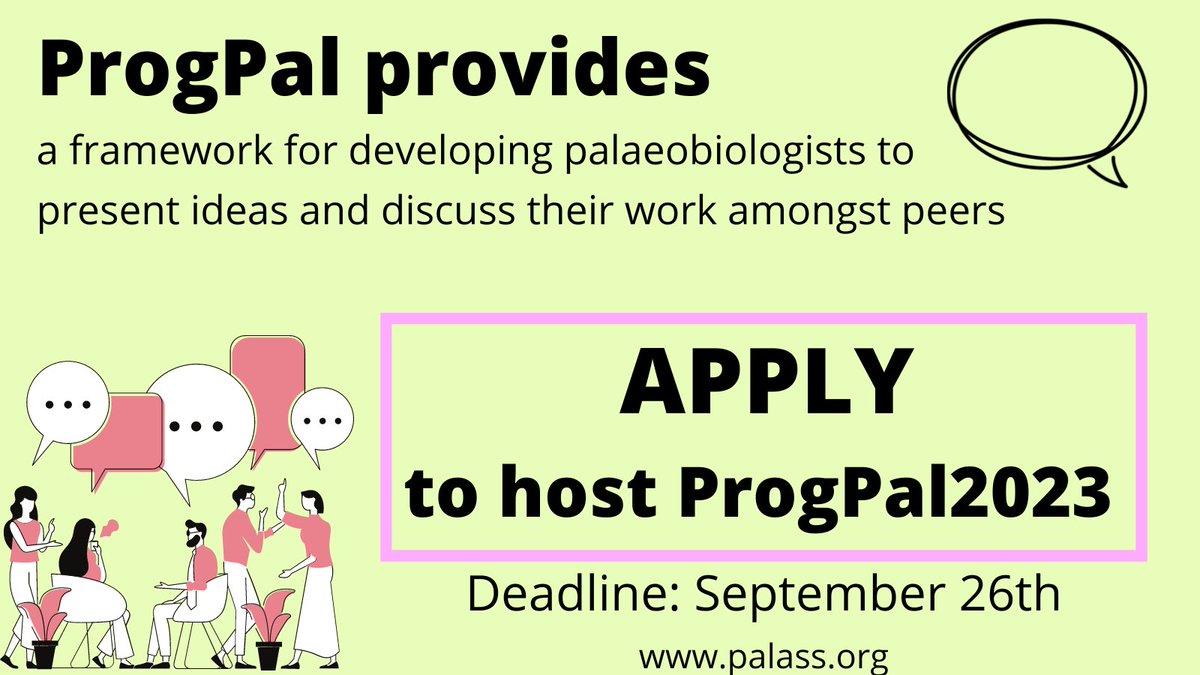 ThePalAss's tweet image. 🗣️At #ProgPal, developing palaeobiologists can present ideas and discuss their work amongst peers, at any stage of their #research.

🏠The venue for ProgPal changes annually, and we are currently seeking hosts for 2023!

👉Apply here to host ProgPal: tinyurl.com/4frjsys2