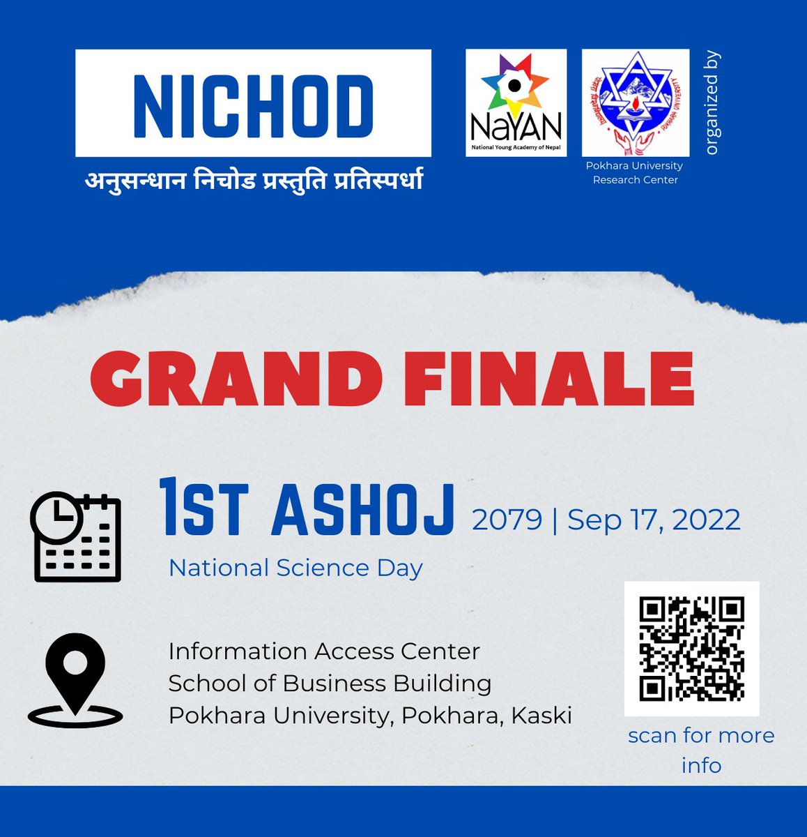 youngacademynp's tweet photo. We are all set for the grand finale of #Nichod #competition. 

Ten #student researchers (5 undergraduate and 5 graduate category) have been selected for the final round which is going to be held in the beautiful city of #Pokhara at Pokhara University.

#openevent https://t.co/d6qnP2Ckhg