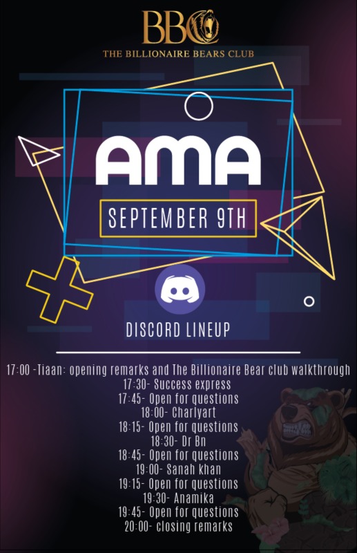 THE_BBC_NFT's tweet photo. We invite the whole #NFTCommunity and #Crypto comunity to come join us on #Discord Friday 09 September for our first ever #partnership reveal #AMA. See you there!! https://t.co/RaPdIfUqPv