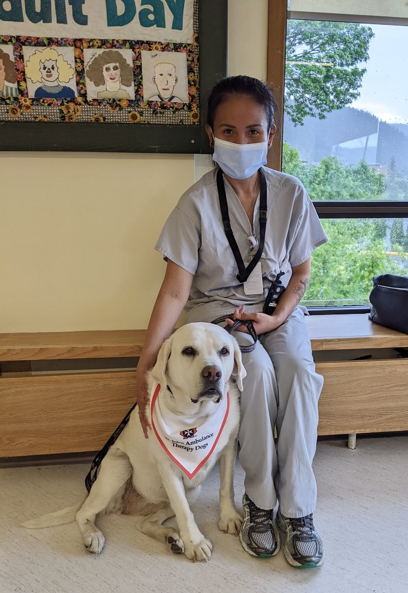 Meet Maya &amp; Sophie! These two are sisters in our therapy dog program with our #SouthCariboo div. Maya (left) only recently joined, following in her big sisters pawprints. 🐾❤️

Pictured is Maya &amp; Sophie with their healthcare friends at residential care homes in #WilliamsLake!
