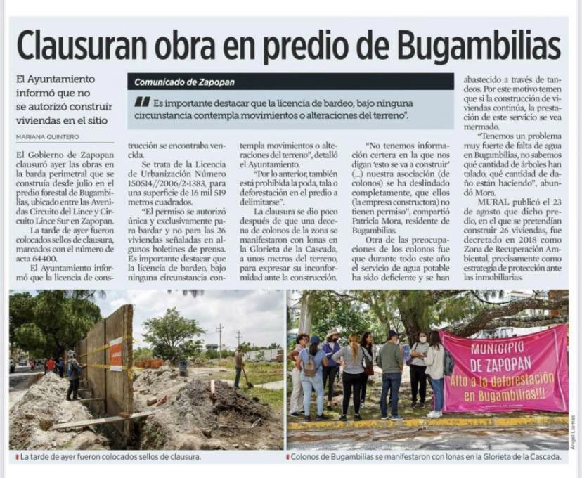pkumamoto's tweet photo. Hoy está clausurada la construcción ubicada en Zona de Recuperación Ambiental en Bugambilias, gracias a la presión que han hecho tanto vecinas y vecinos, como medios de comunicación.

Vamos a seguir protegiendo los espacios naturales de Zapopan, de la mano con la comunidad. https://t.co/RLOozDKRxC