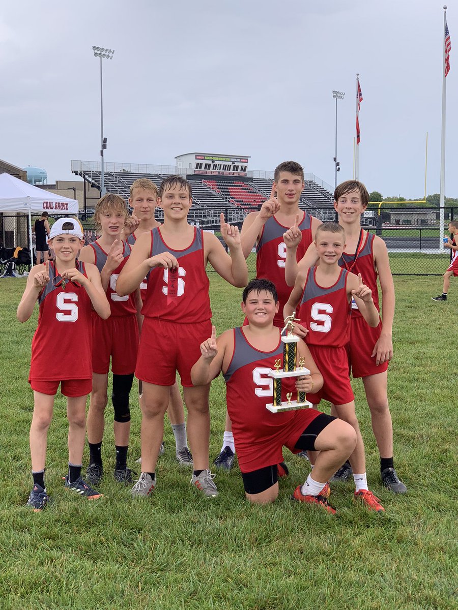 SMSBoysXC's tweet photo. Sheridan Middle School Boys XC won the lightning delayed Circleville Kiwanis Invitational. Brandon Snider and Hudson Wilson finished in the top 10. Seth Johnson and Ben Helsel in the top 20. https://t.co/zJCv6l4O1t