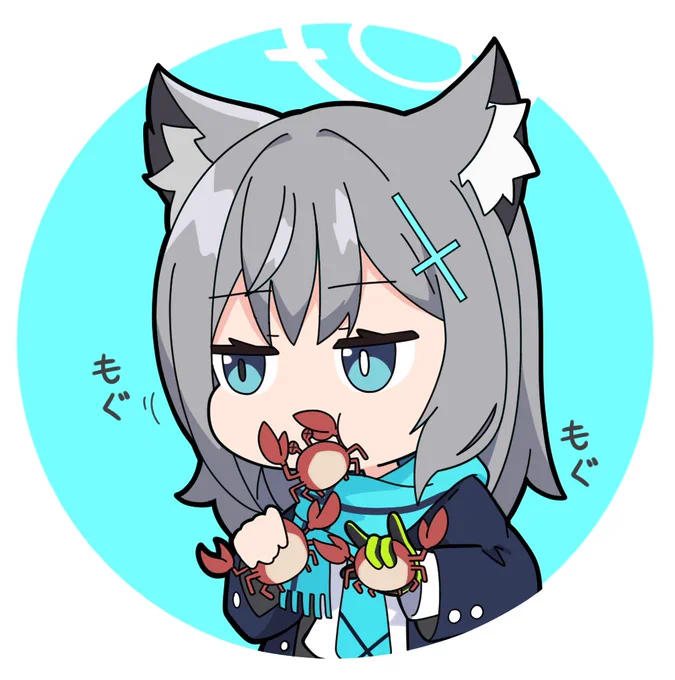 カニを食べてるシロコです。くしゅんさんからの依頼です。ご依頼ありがとうございました。#ブルーアーカイブ 