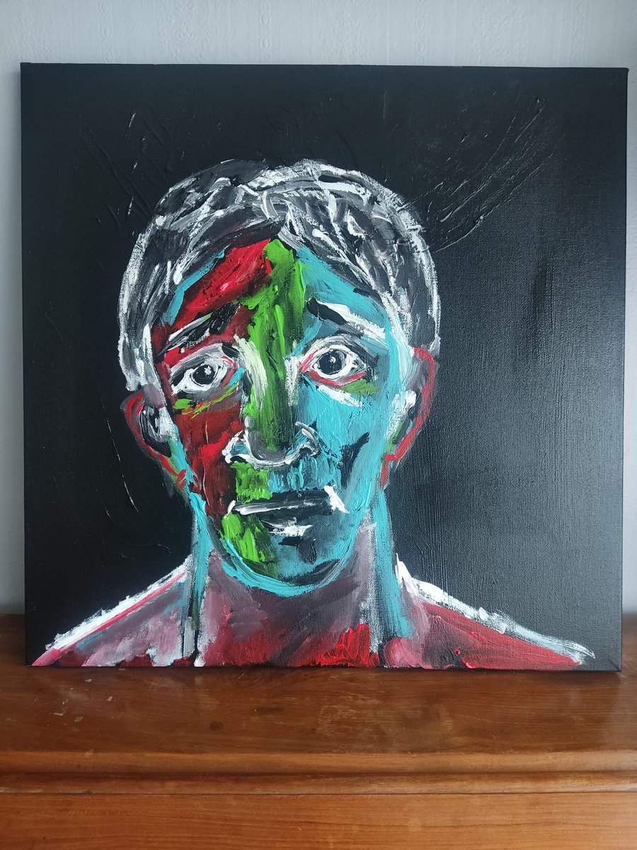 There is a bright side to a wet and dark Saturday...
Got to do some painting..

"Buster"

Acrylic on canvas
50x50

#painting 
#art 
#artwork 
#onehourholiday