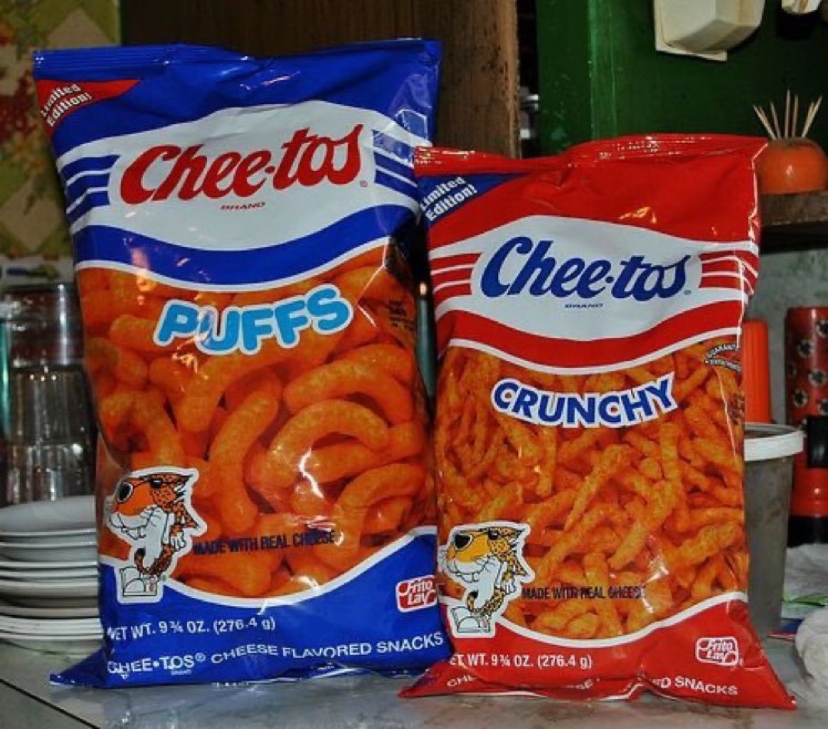 Super70sSports's tweet photo. On a gut level, I don’t think I can trust anyone who prefers puffs to crunchy. https://t.co/ppw6I63PTW