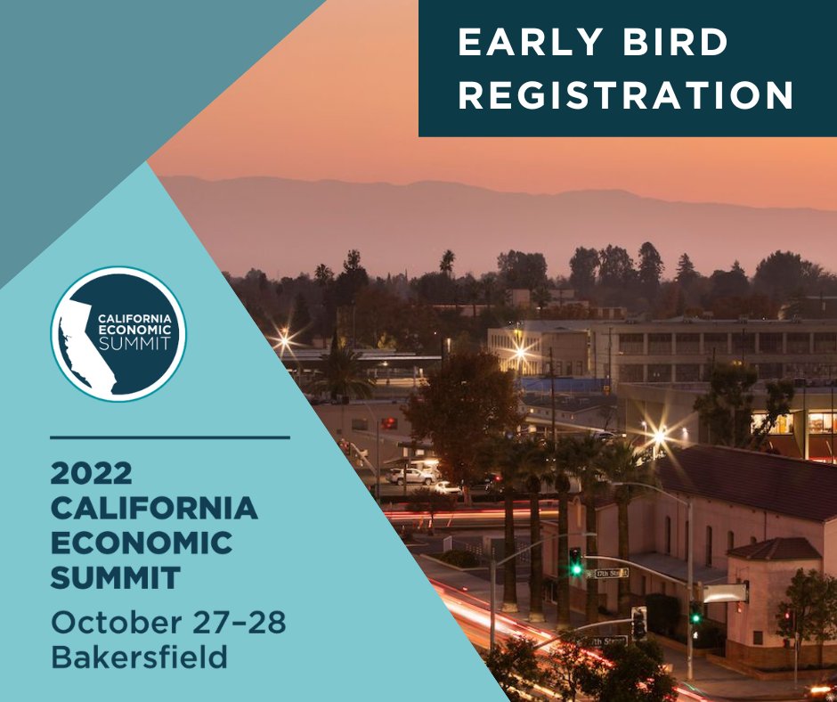 CAeconomy's tweet photo. 🚨 Early bird registration ends Tuesday 9/6! Register for the 2022 @CAeconomy Summit & join the network of CA leaders dedicated to making the #CADream a reality for more Californians: https://t.co/NSByV7hLh4 https://t.co/Qw1X7EjD7O