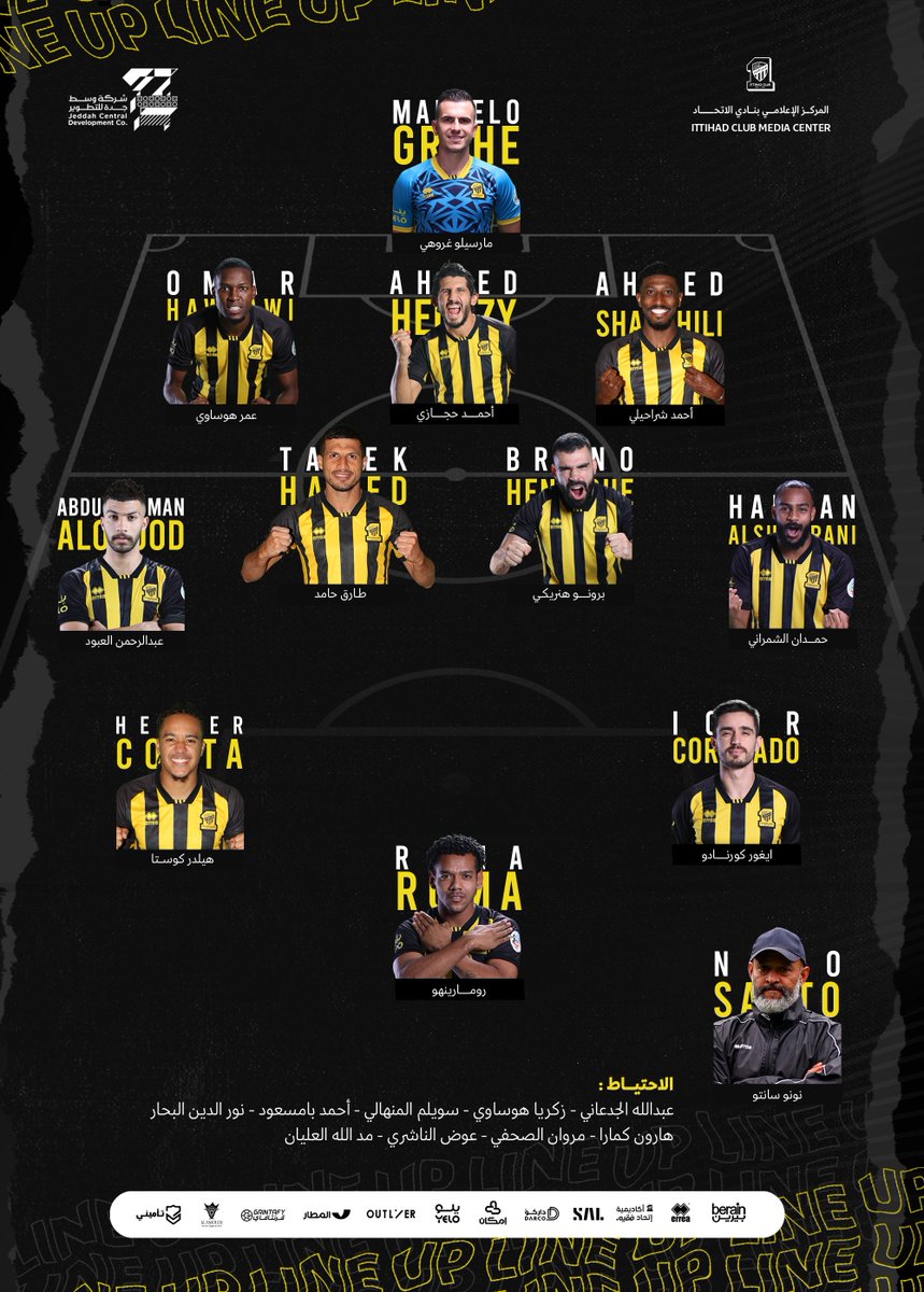 📋| إليكم قائمتنا في لقاء الليلة 
#الاتحاد_الاتفاق