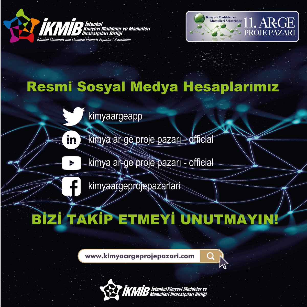 Bu yıl 11’si düzenlenen “Kimya Ar-Ge Proje Pazarı”nın başvuruları başlamıştır. “Ar-Ge Proje Pazarı”nın faaliyetlerini sosyal medya hesaplarımızdan takip edebilirsiniz. 

#İKMİB #11Kimyaargeprojepazari #kimyaargeprojepazari