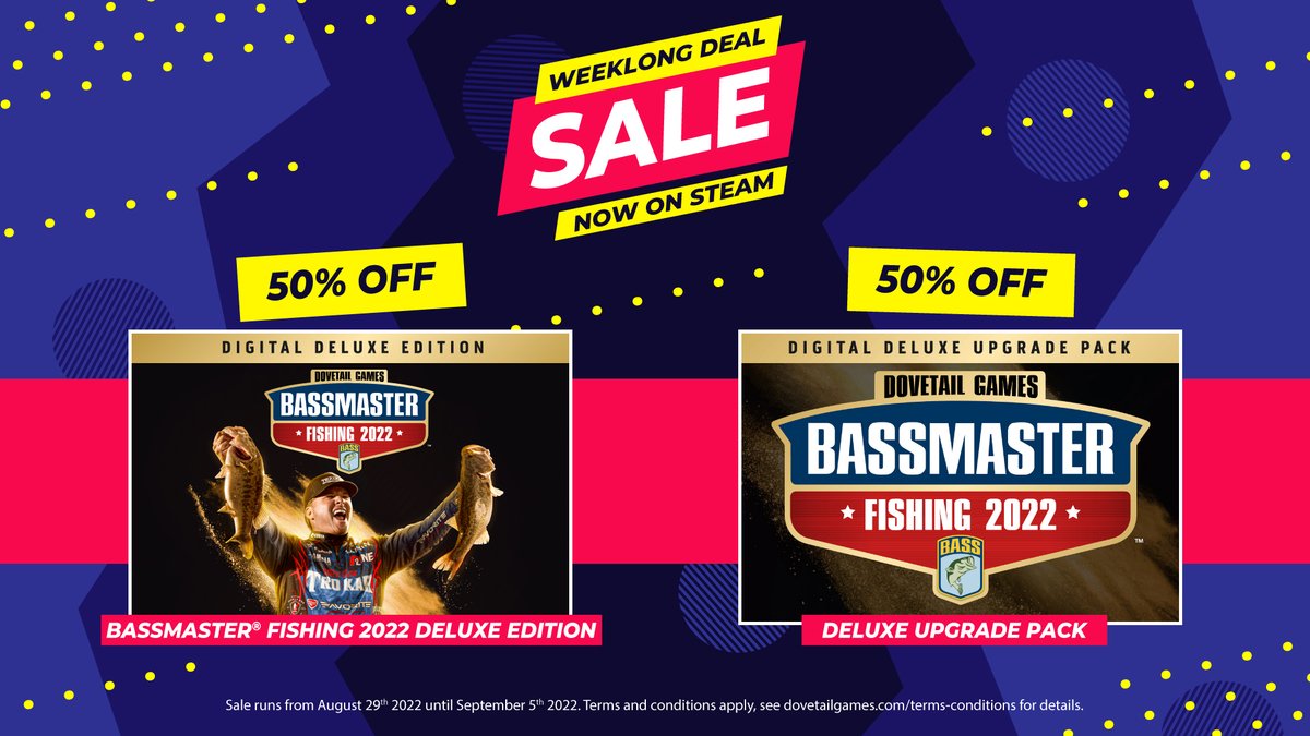DovetailFishing's tweet photo. Hey there Anglers!

Do you like fishing? ✅ 
Do you like gaming? ✅ 
Do you like deals? ✅ 

You're in luck! 🎉

Head over to Steam and grab your self some Bassmaster Fishing 2022! 🏆 

https://t.co/YKGdDFqGKM https://t.co/6nf5HjKYJY